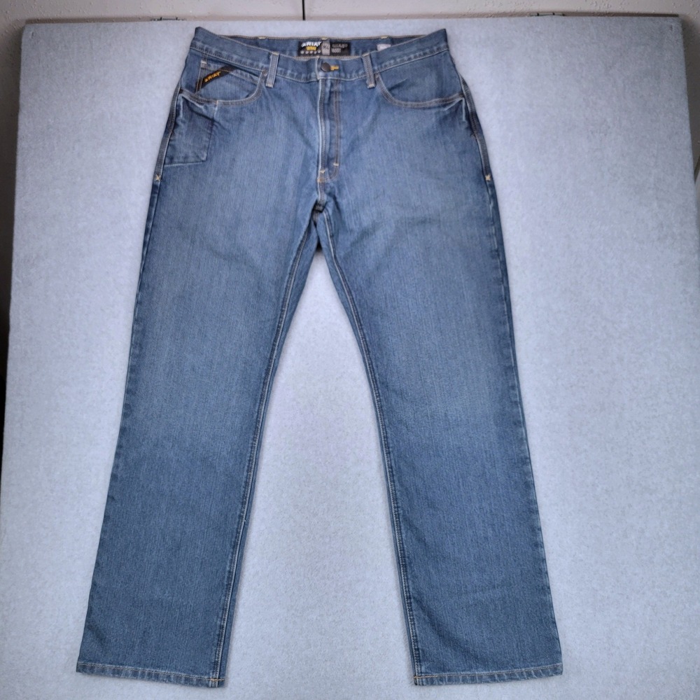 Ariat Rebar M4 Relaxed Bootcut Jeans Mens 36x34 Blue Durastretch 10016221